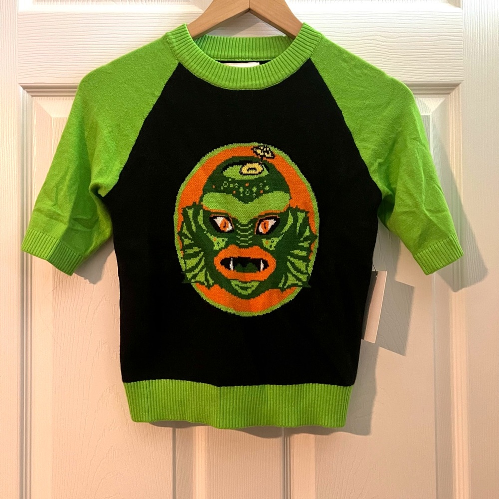 Creature Cropped Horror Retro Sweater Vixen Oblong Box Shop